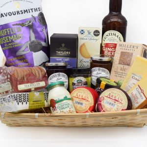 Premium Traditional British Food Hamper with fine teas, biscuits, jams, marmalades, chutneys, fudge and classic treats