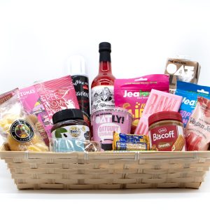 Vegan Sweet Treats hamper with plant-based chocolates, sweets, marshmallows, cordials, cakes and free-from favourites